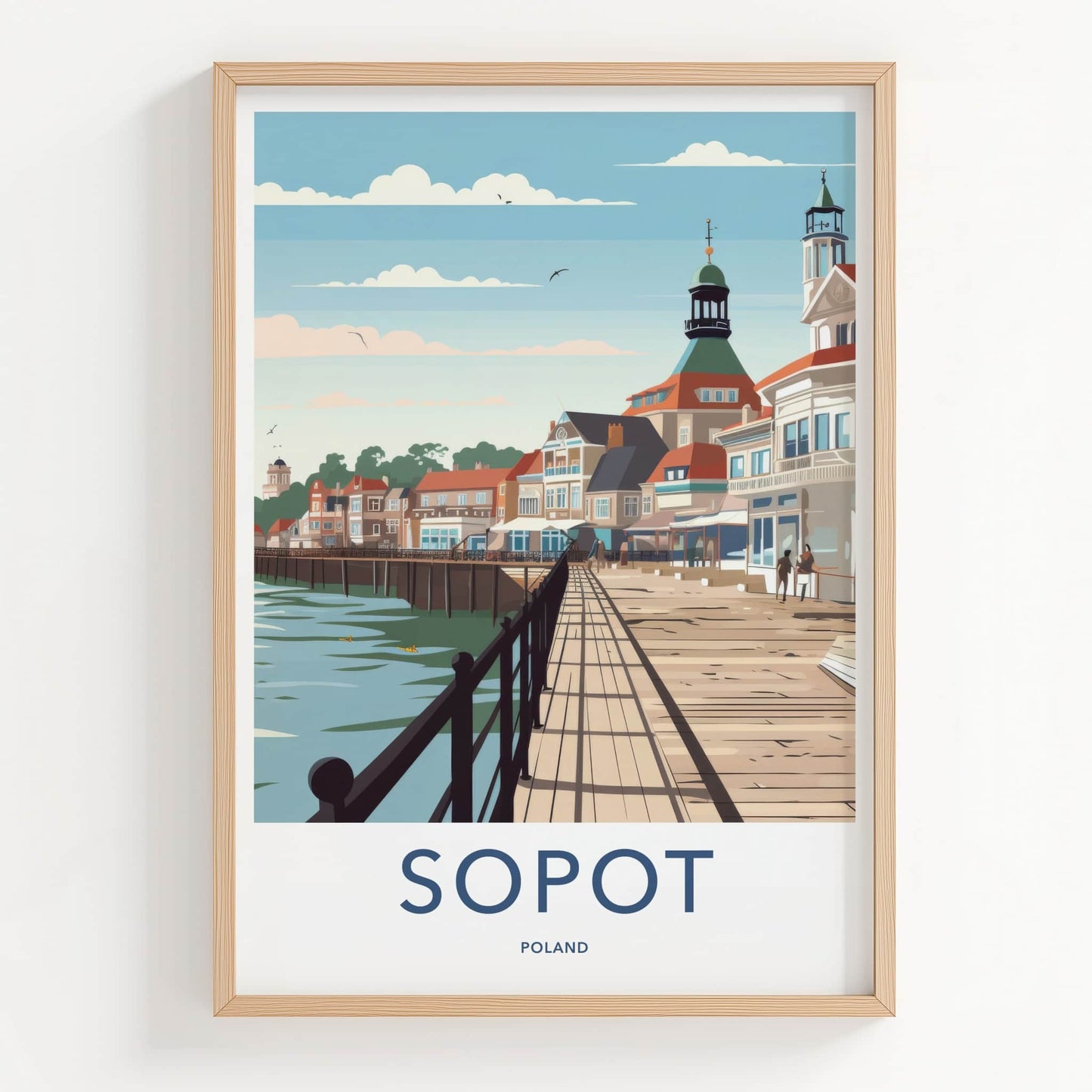 Sopot Poster - Poland Travel Print - Grand Pier Buildings Lounge Decor