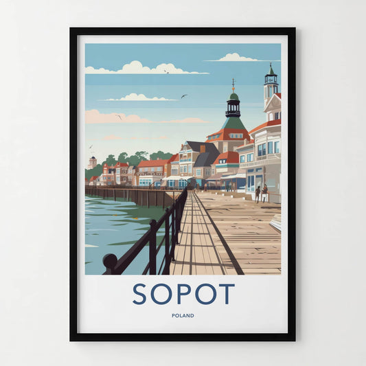 Sopot Poster - Poland Travel Print - Grand Pier Buildings Lounge Decor