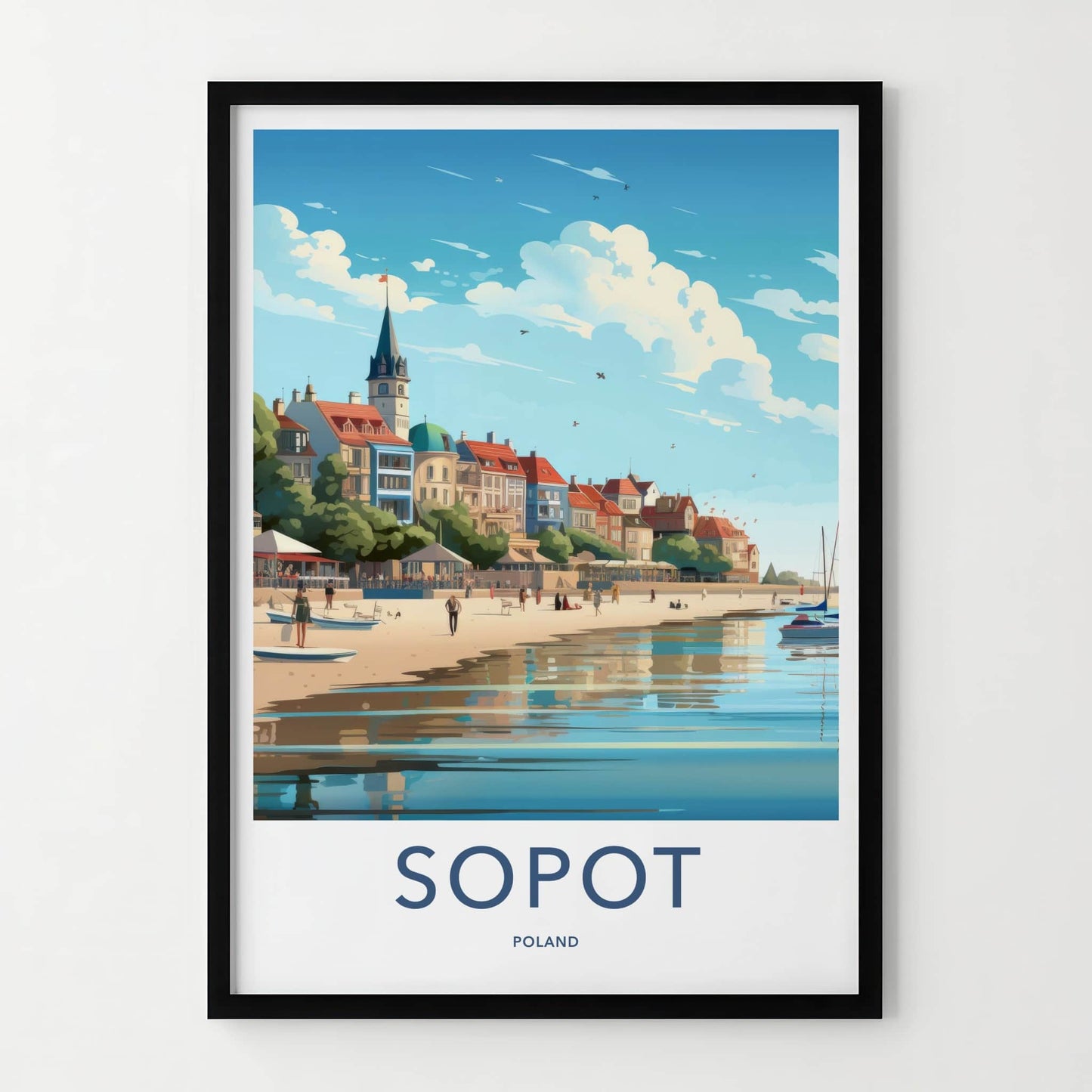 Sopot Poster - Poland Travel Print - Sunny Seaside Architecture Lounge Decor