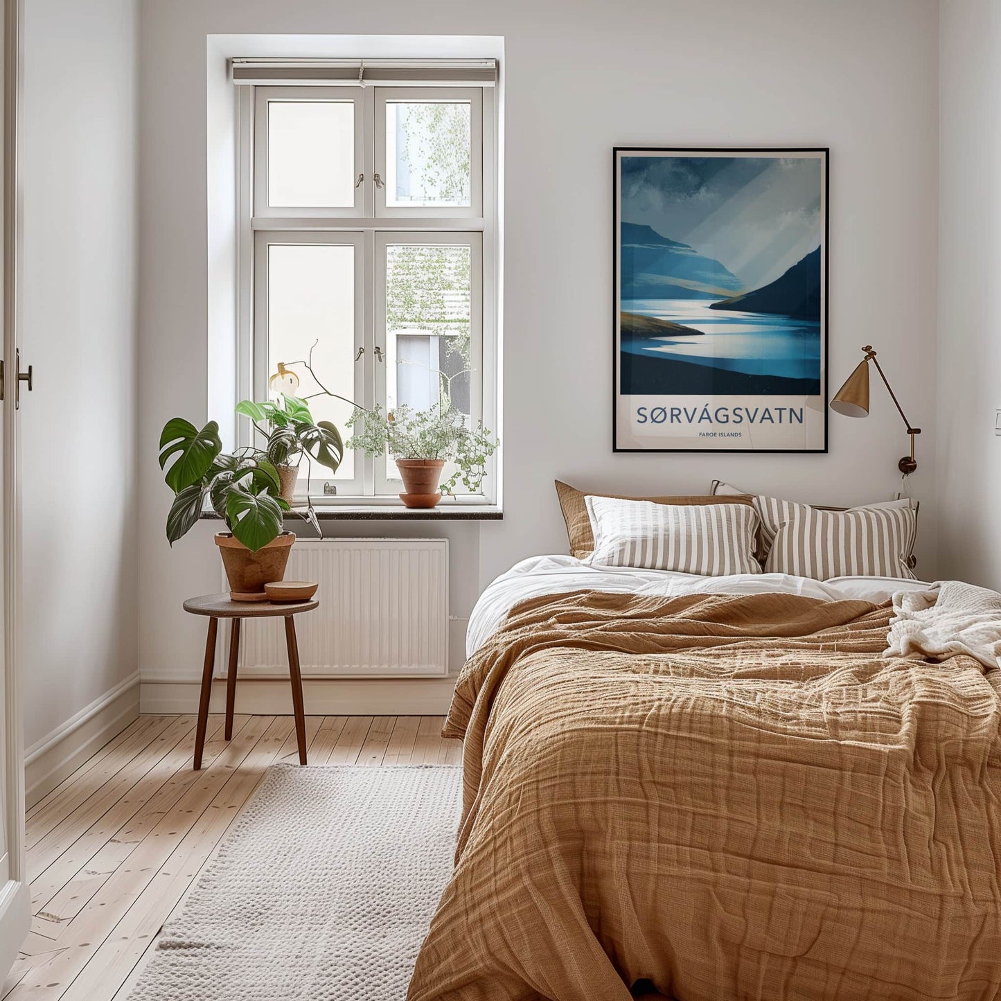 Sorvagsvatn Poster - Faroe Islands Travel Art - Blue Water Rays Home Decor