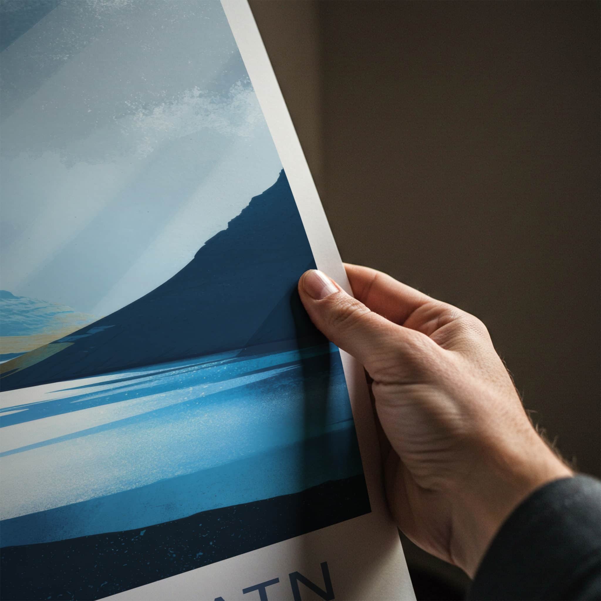 Sorvagsvatn Poster - Faroe Islands Travel Art - Blue Water Rays Home Decor