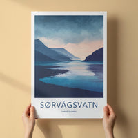Sorvagsvatn Poster - Faroe Islands Travel Art - Calm Lake Mountain Home Decor