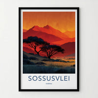 Sossusvlei Poster - Namibia Art Print - Desert Trees Sunset Wall Decor