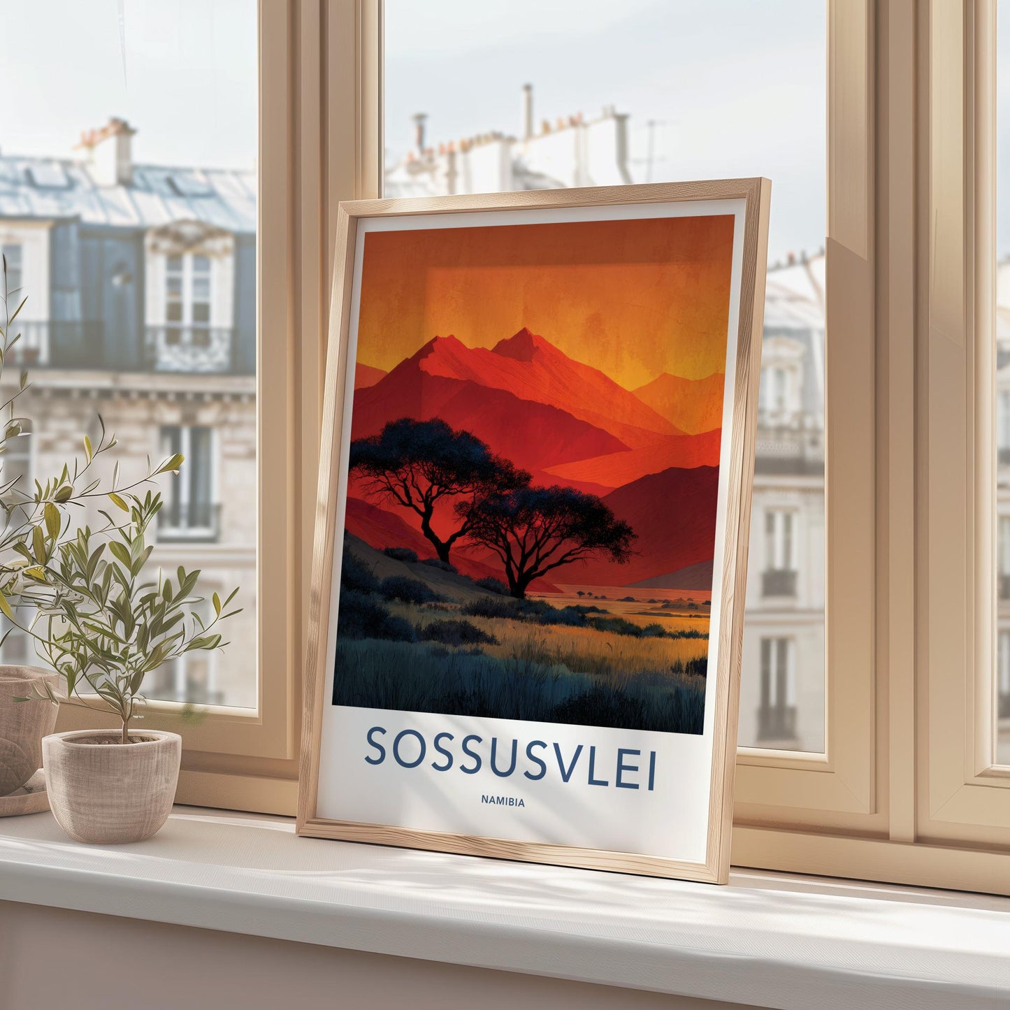 Sossusvlei Poster - Namibia Art Print - Desert Trees Sunset Wall Decor