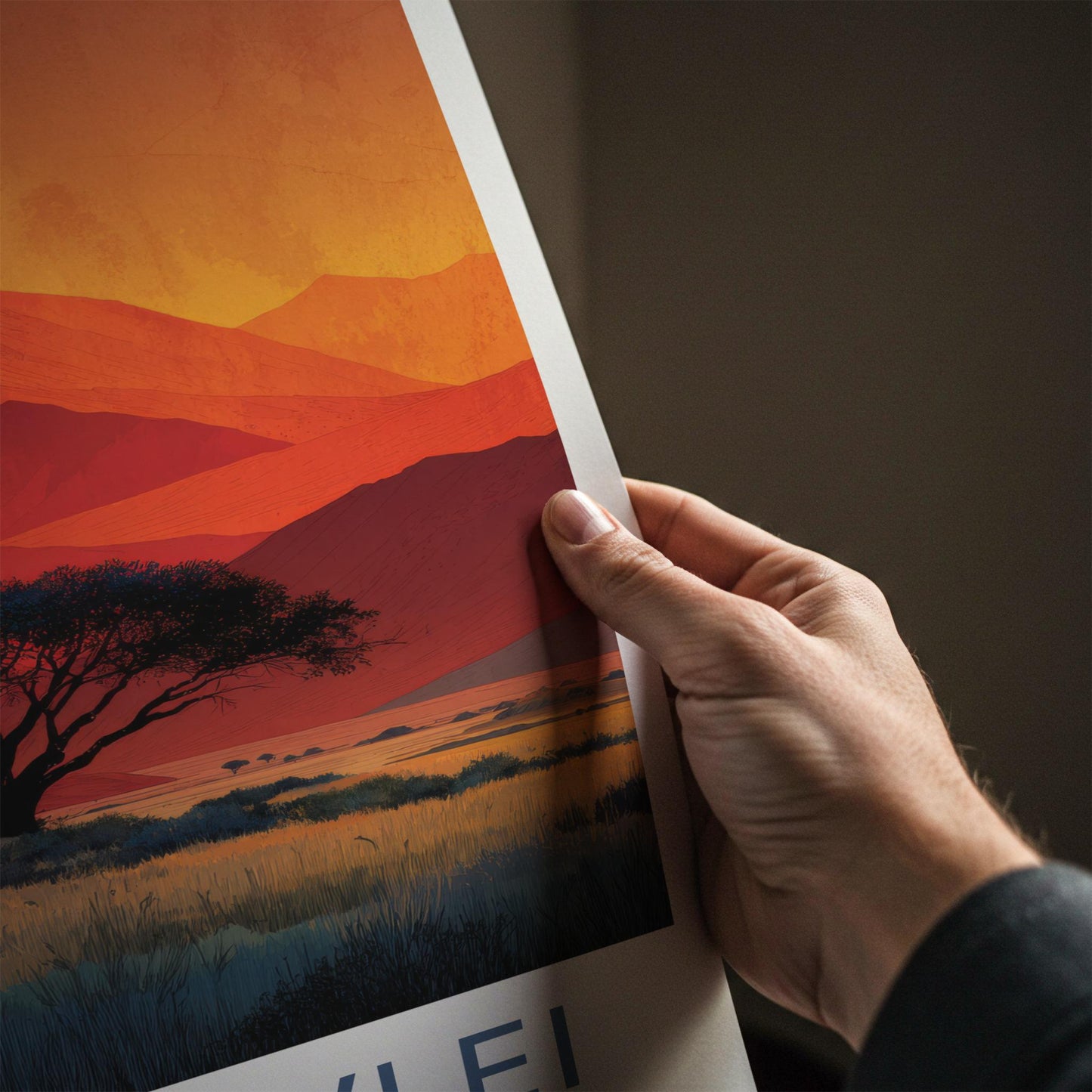 Sossusvlei Poster - Namibia Art Print - Desert Trees Sunset Wall Decor