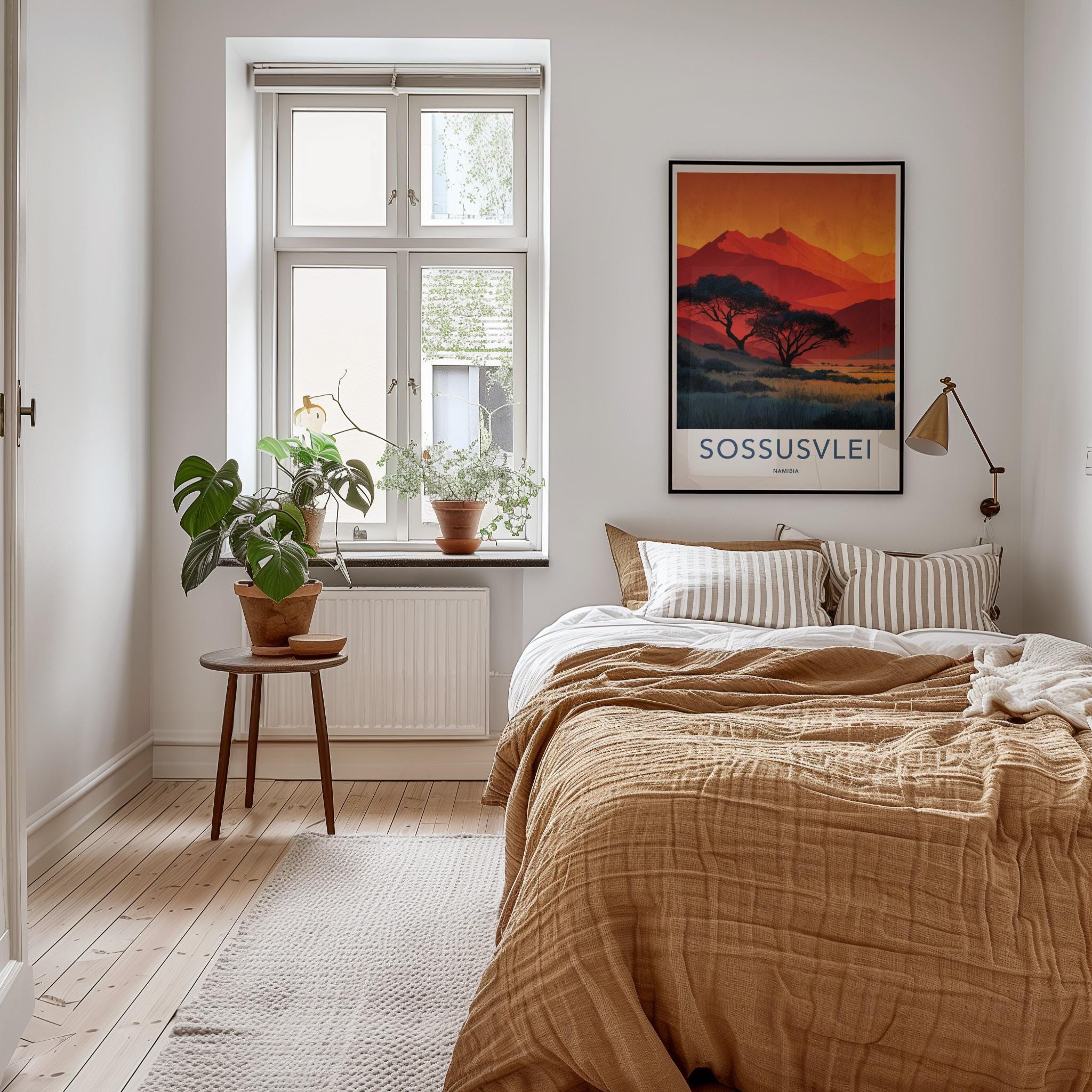 Sossusvlei Poster - Namibia Art Print - Desert Trees Sunset Wall Decor