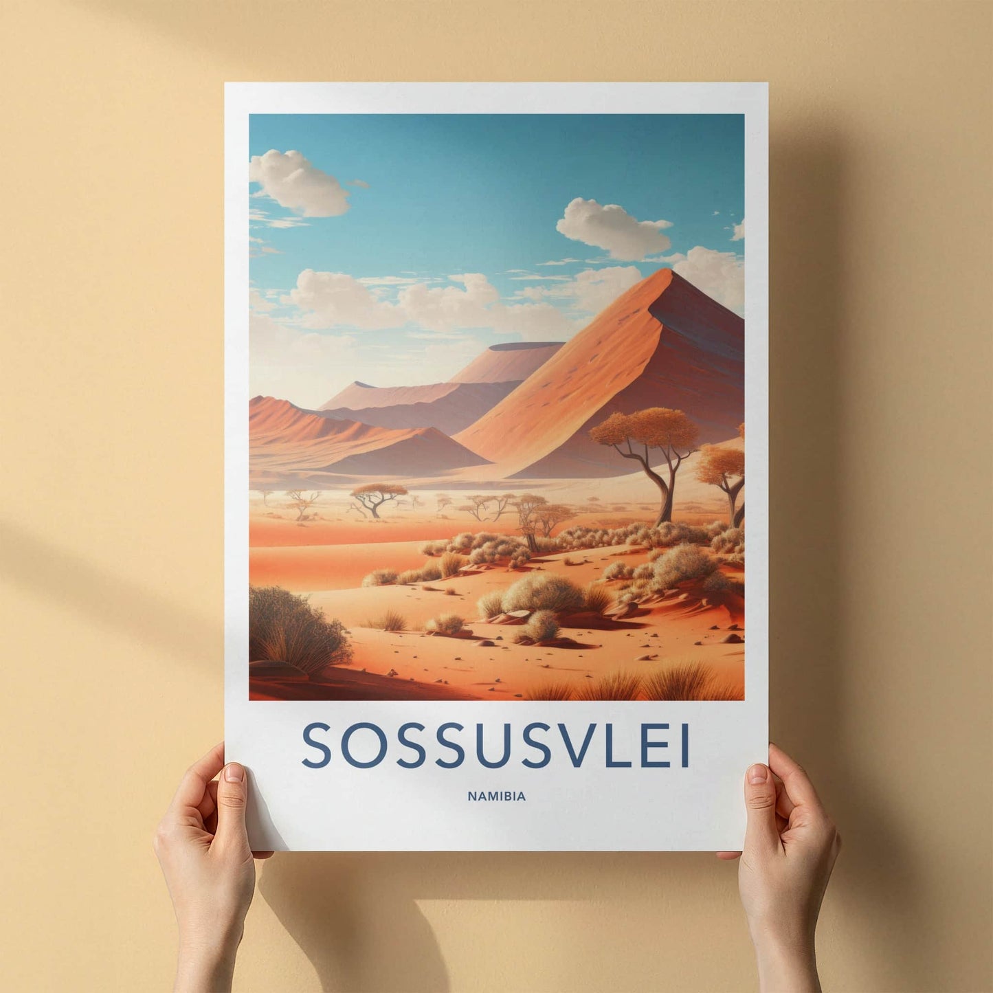 Sossusvlei Poster - Namibia Travel Art - Arid Desert Scenery Home Decor