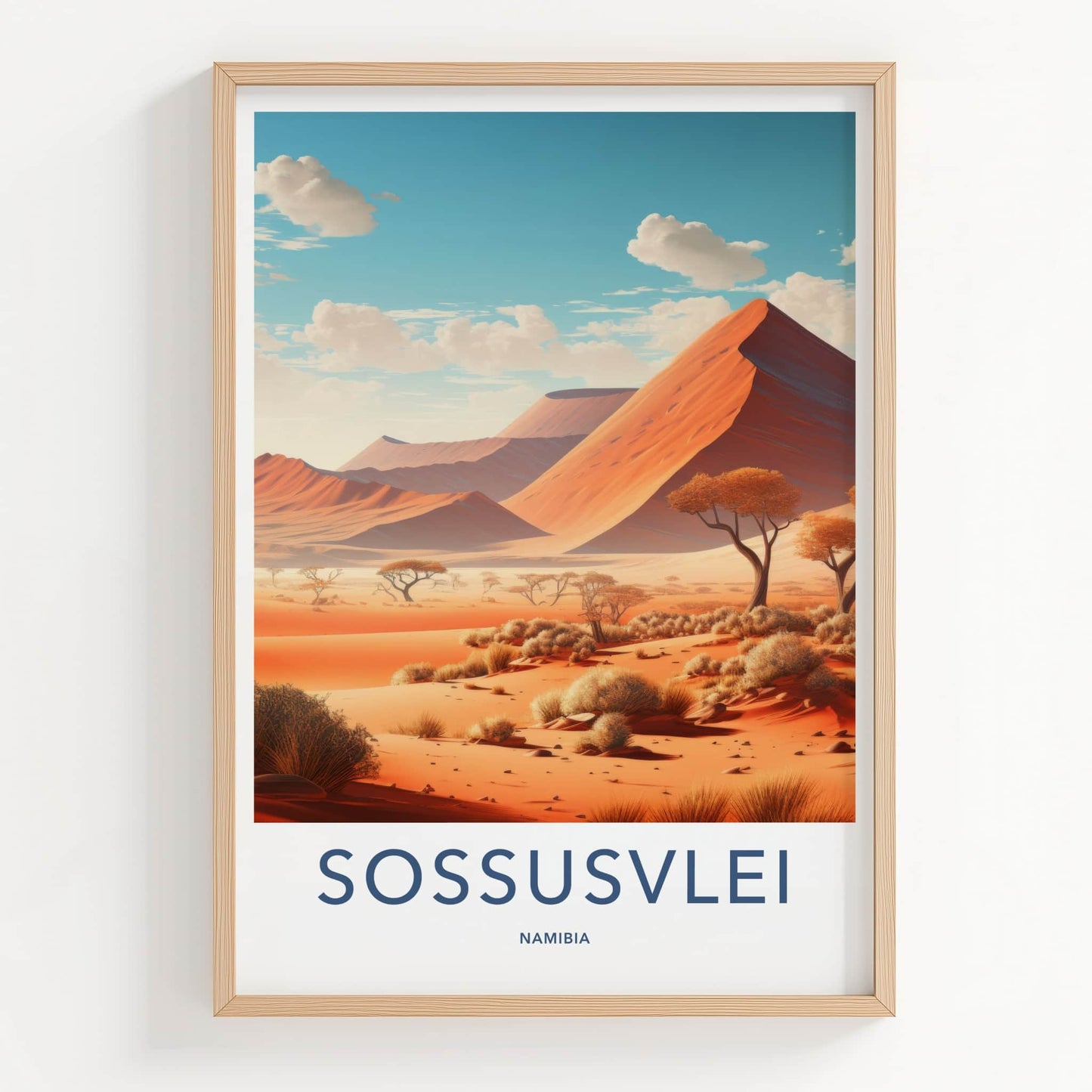 Sossusvlei Poster - Namibia Travel Art - Arid Desert Scenery Home Decor