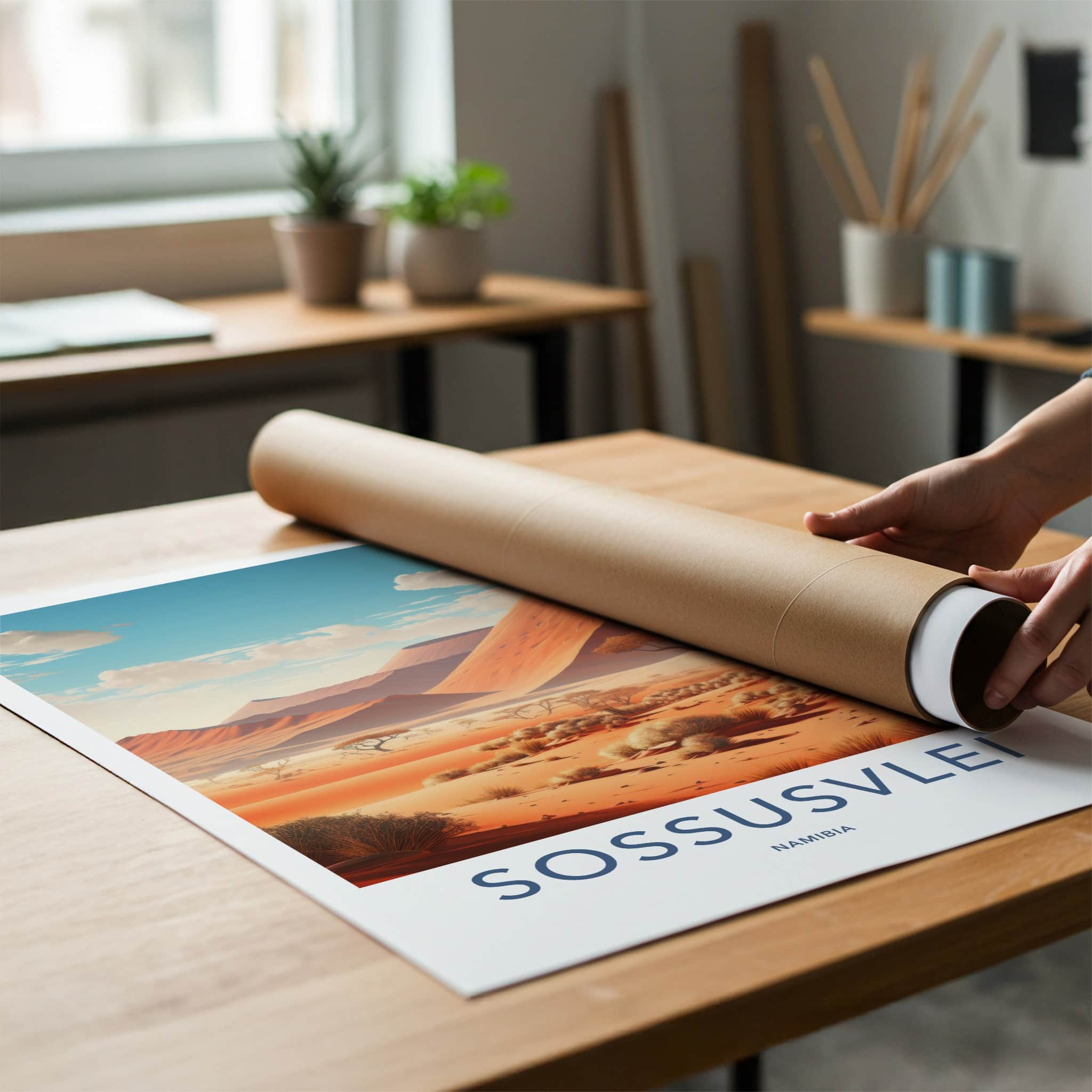 Sossusvlei Poster - Namibia Travel Art - Arid Desert Scenery Home Decor