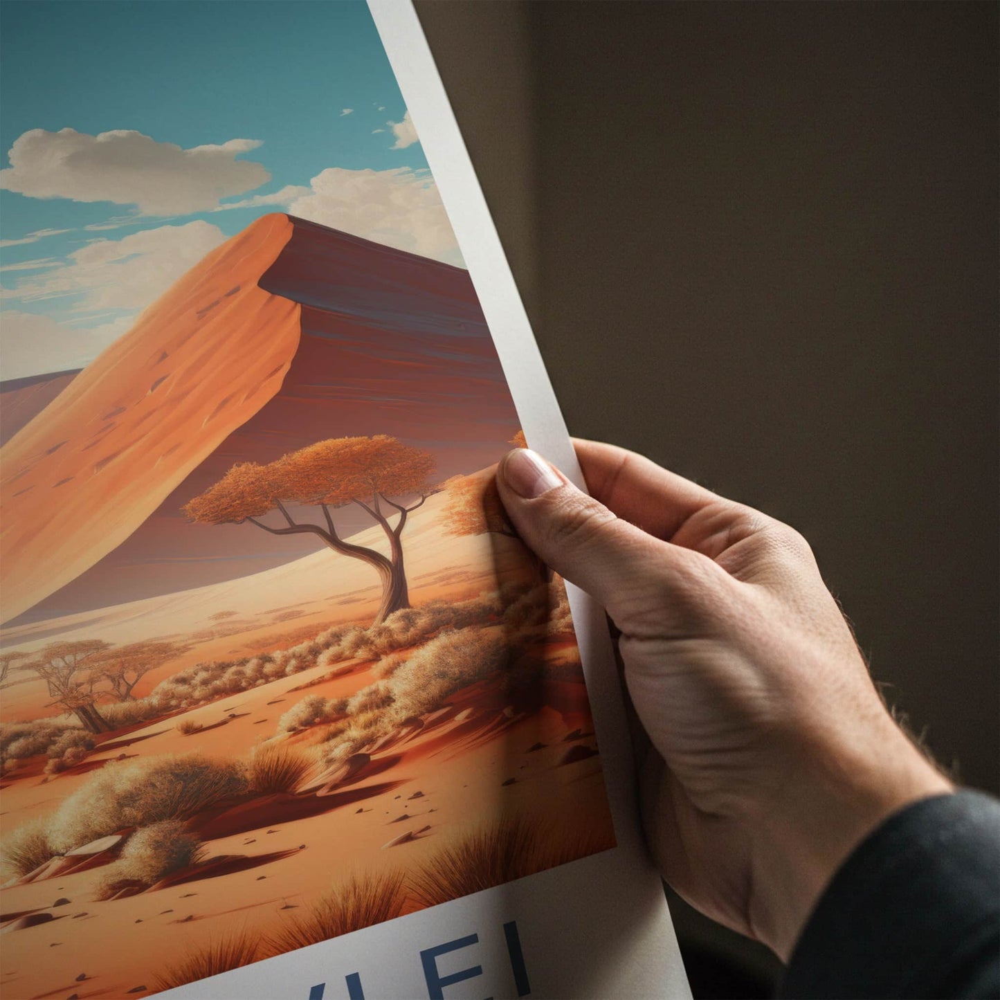 Sossusvlei Poster - Namibia Travel Art - Arid Desert Scenery Home Decor