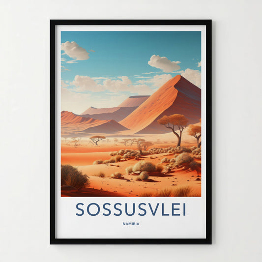 Sossusvlei Poster - Namibia Travel Art - Arid Desert Scenery Home Decor