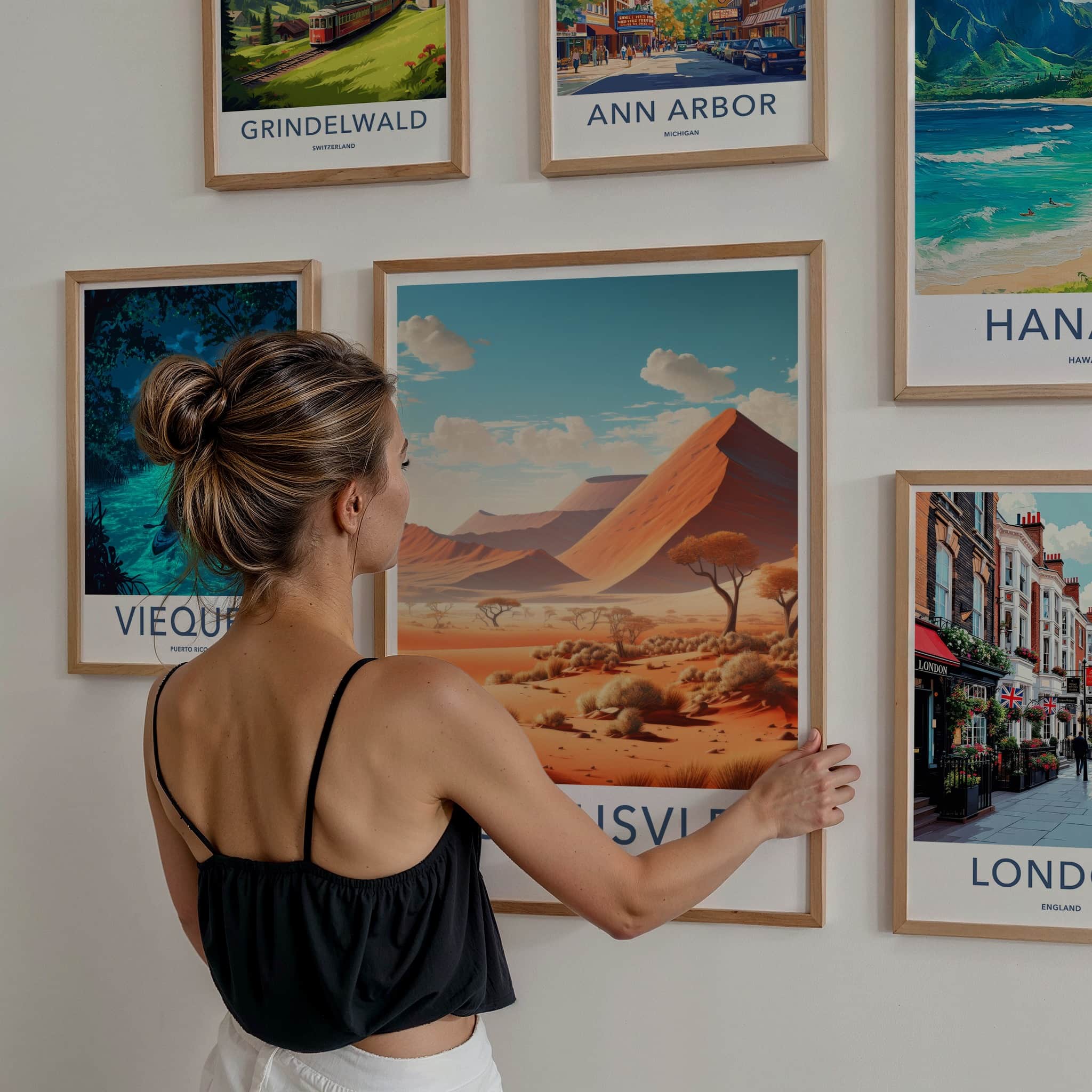 Sossusvlei Poster - Namibia Travel Art - Arid Desert Scenery Home Decor