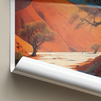 Sossusvlei Poster - Namibia Travel Art - Orange Dune Landscape Wall Decor