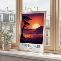Sossusvlei Poster - Namibia Travel Art - Striking African Sunset Home Decor