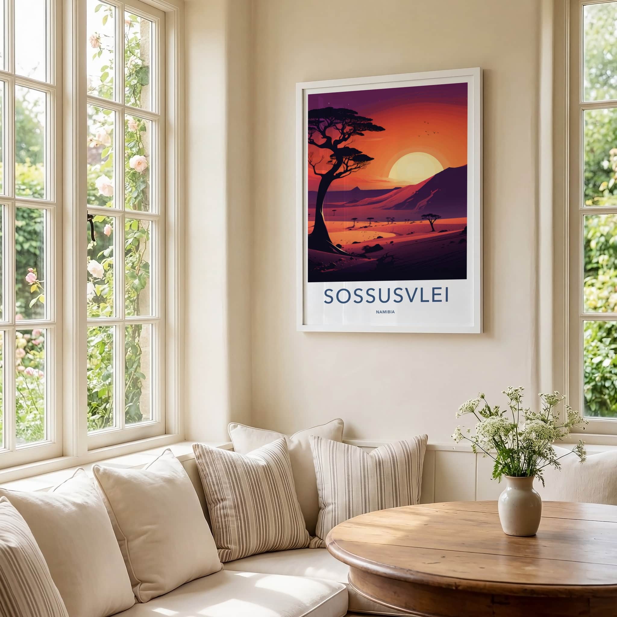 Sossusvlei Poster - Namibia Travel Art - Striking African Sunset Home Decor