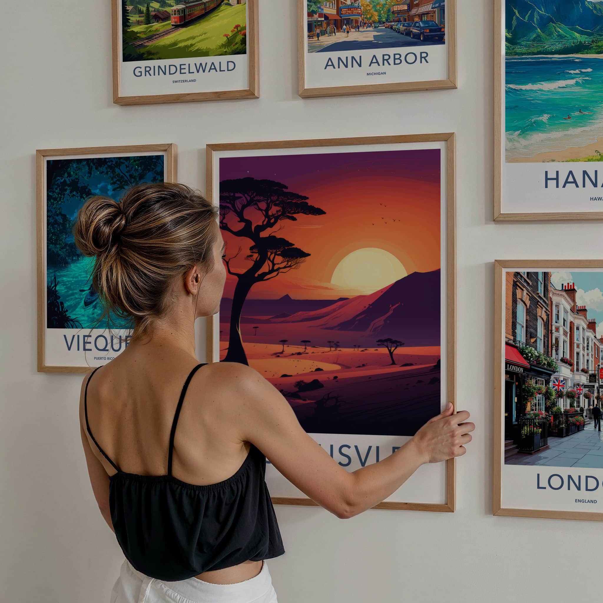 Sossusvlei Poster - Namibia Travel Art - Striking African Sunset Home Decor