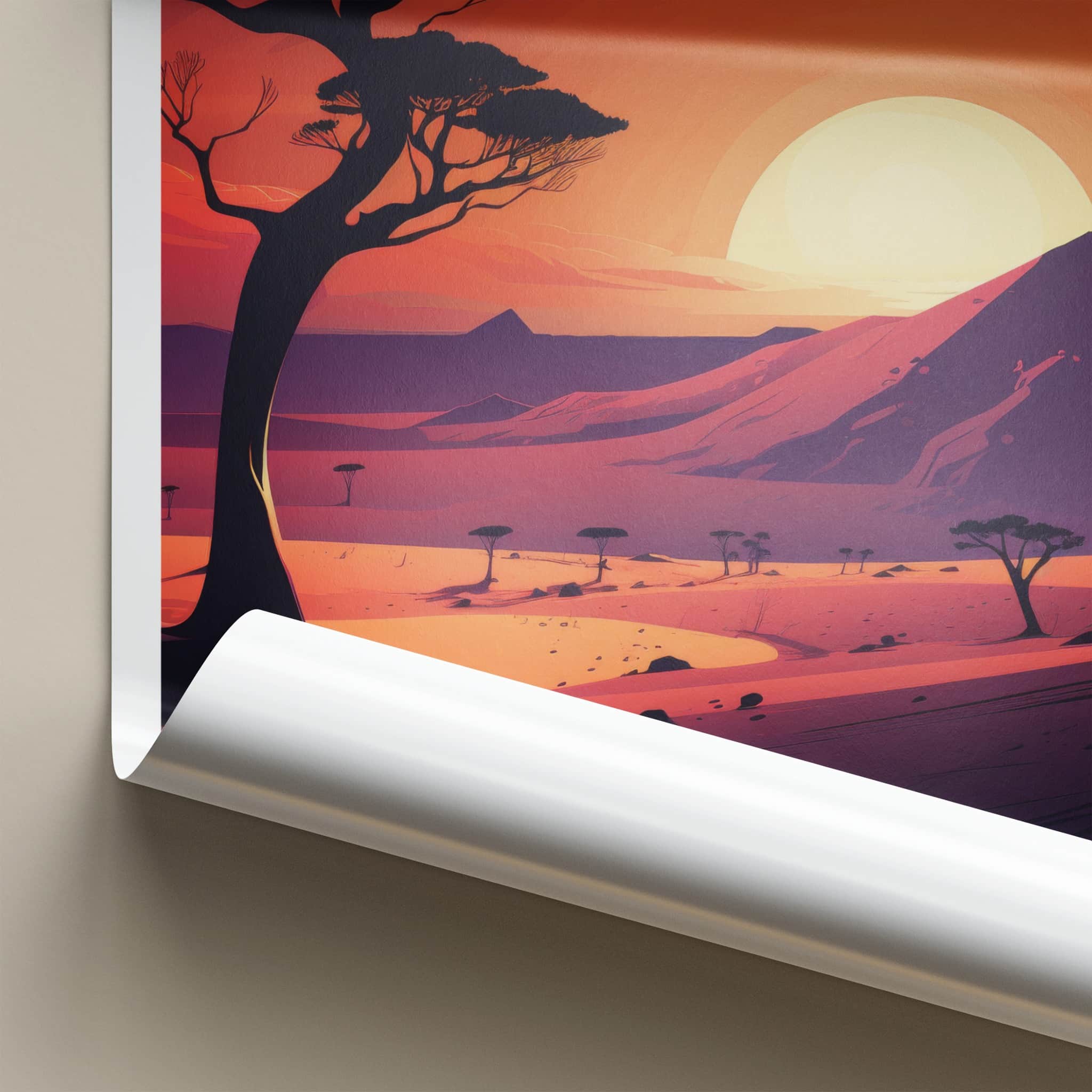 Sossusvlei Poster - Namibia Travel Art - Striking African Sunset Home Decor