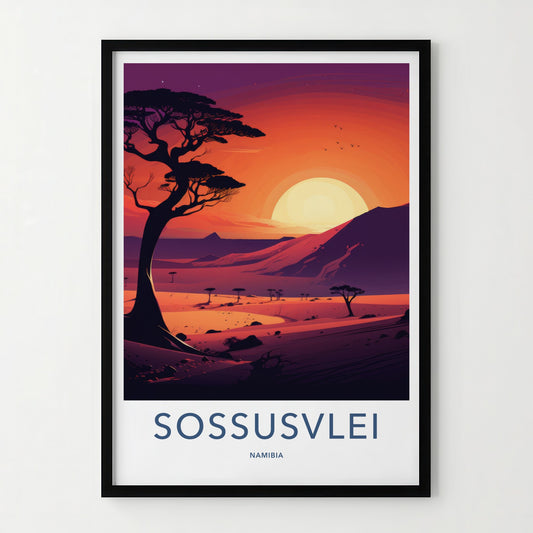 Sossusvlei Poster - Namibia Travel Art - Striking African Sunset Home Decor