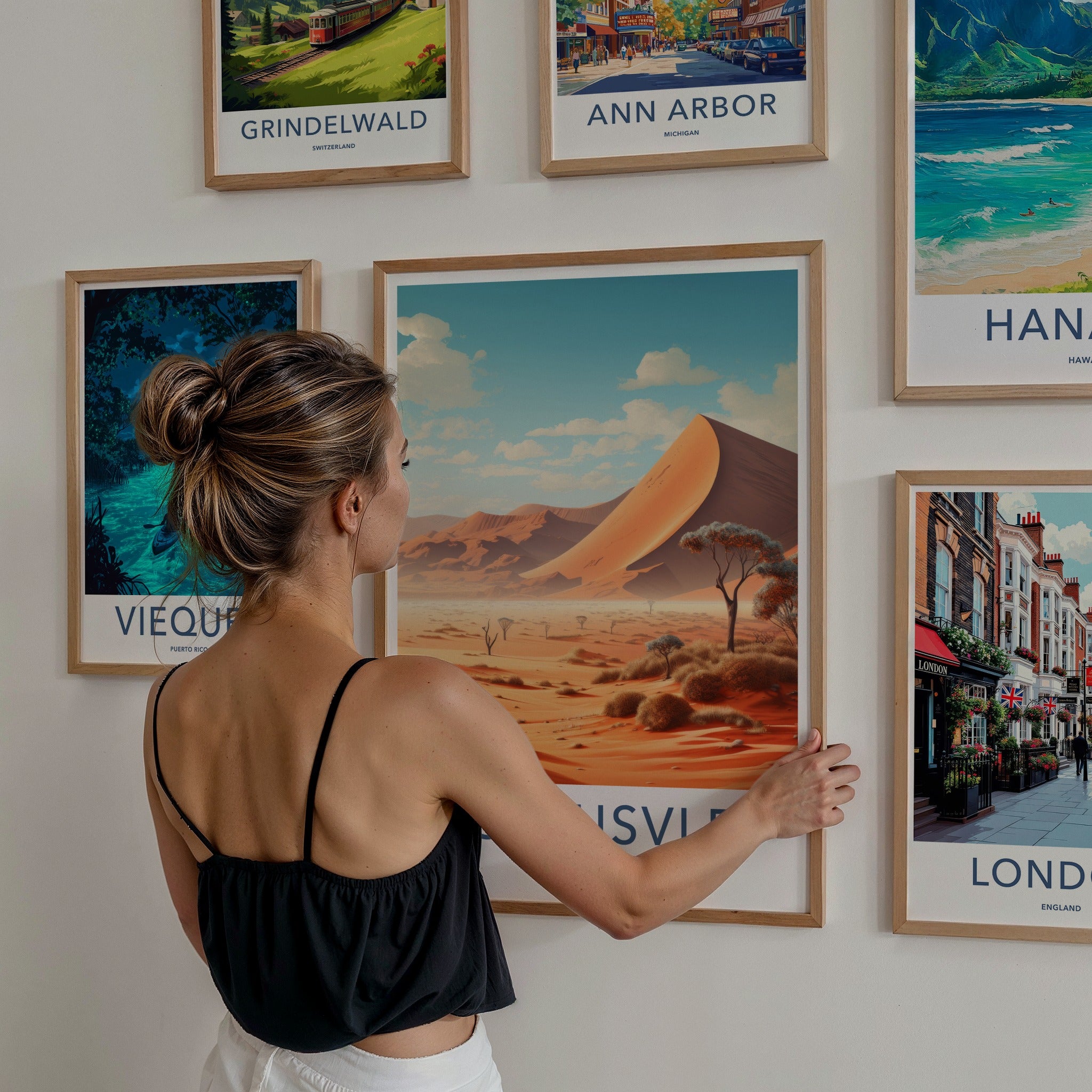 Sossusvlei Poster - Namibia Travel Art - Vast Desert Landscape Home Decor