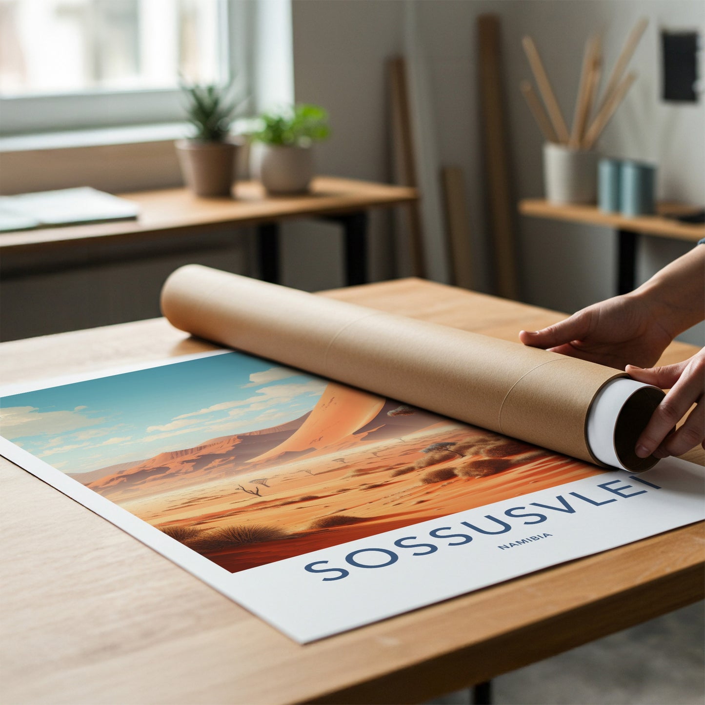 Sossusvlei Poster - Namibia Travel Art - Vast Desert Landscape Home Decor