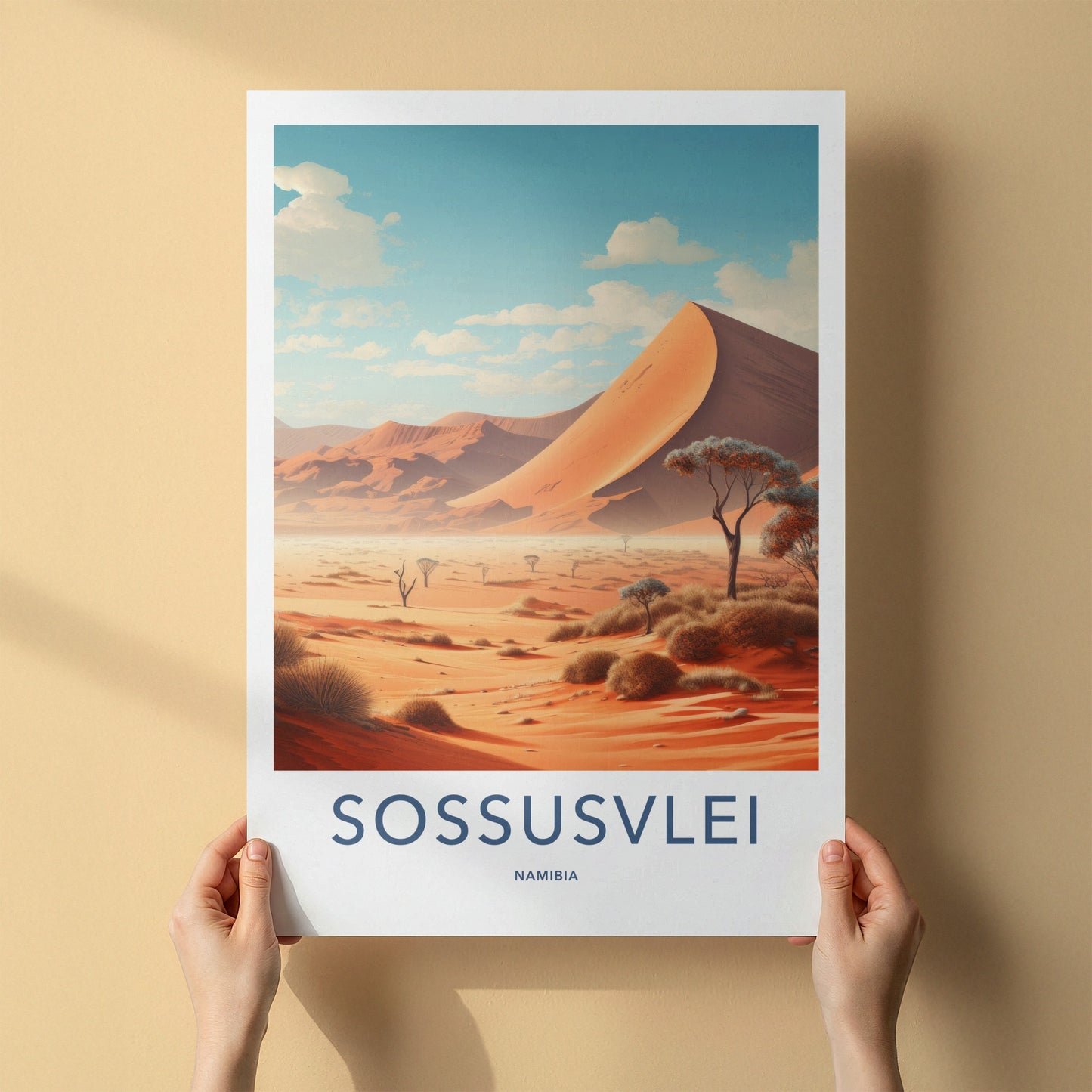Sossusvlei Poster - Namibia Travel Art - Vast Desert Landscape Home Decor
