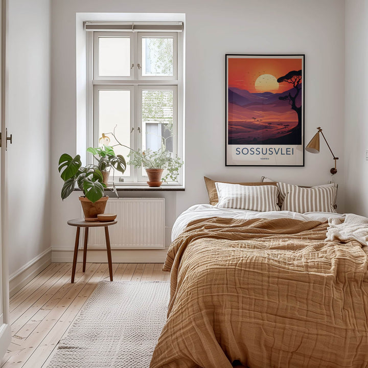 Sossusvlei Poster - Namibia Travel Art - Vibrant Desert Sunset Home Decor