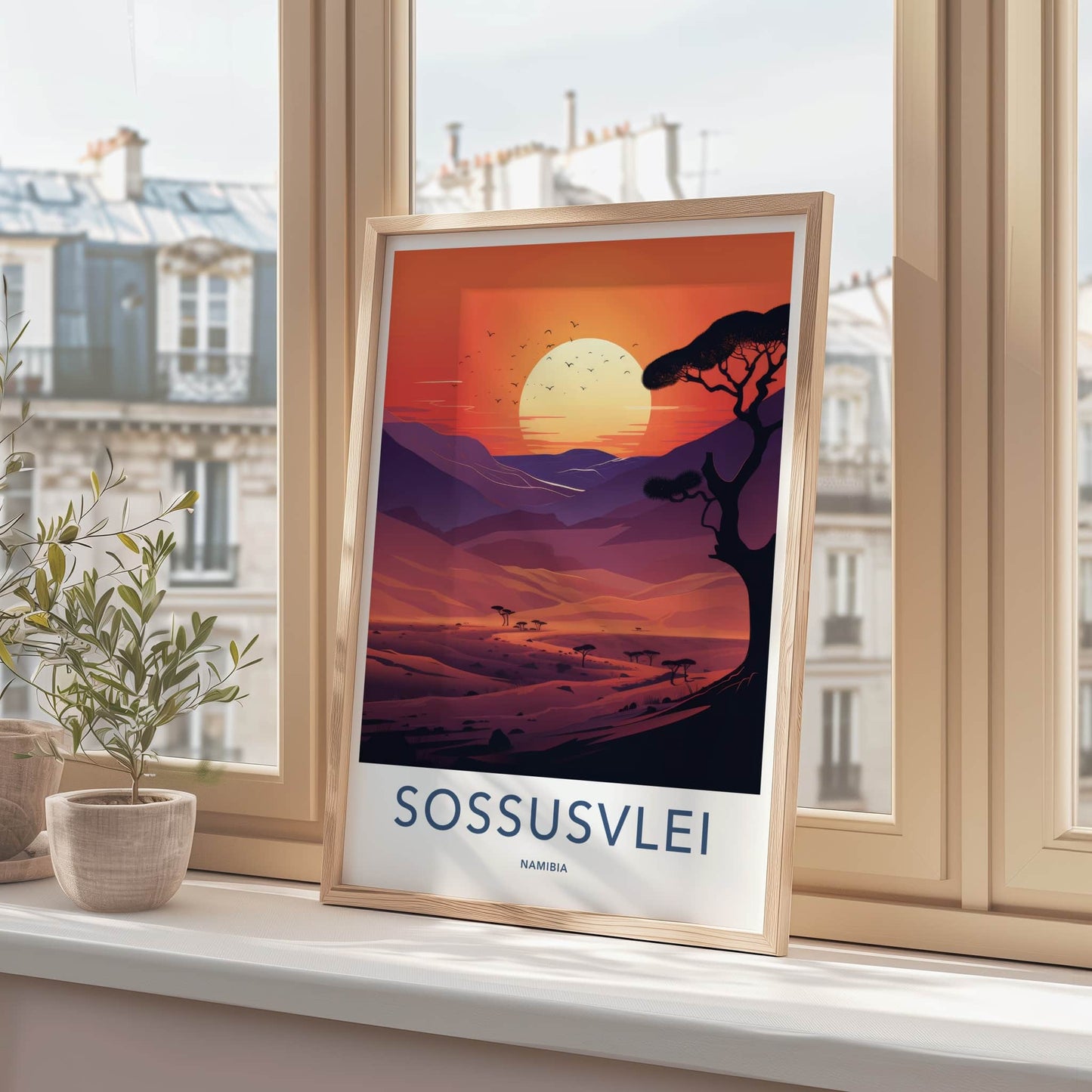 Sossusvlei Poster - Namibia Travel Art - Vibrant Desert Sunset Home Decor