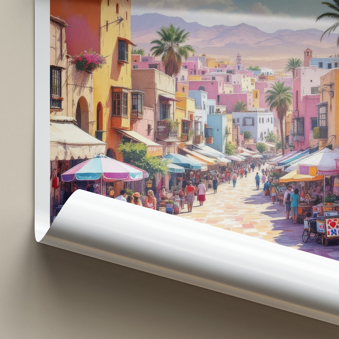 Souq Waqif Poster - Qatar Travel Art - Colorful Market Street Gift