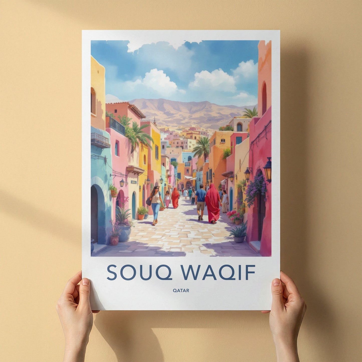 Souq Waqif Poster - Qatar Travel Print - Colorful Alleyway Gallery Art