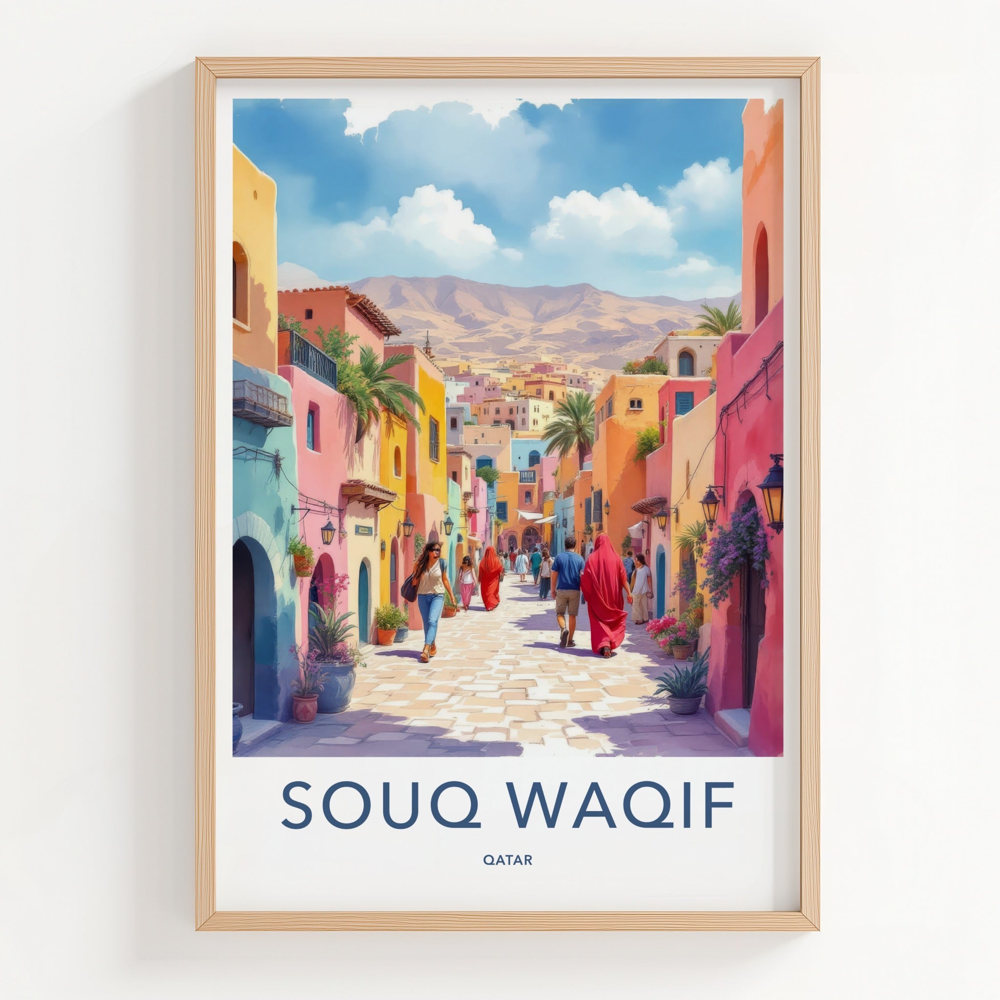 Souq Waqif Poster - Qatar Travel Print - Colorful Alleyway Gallery Art