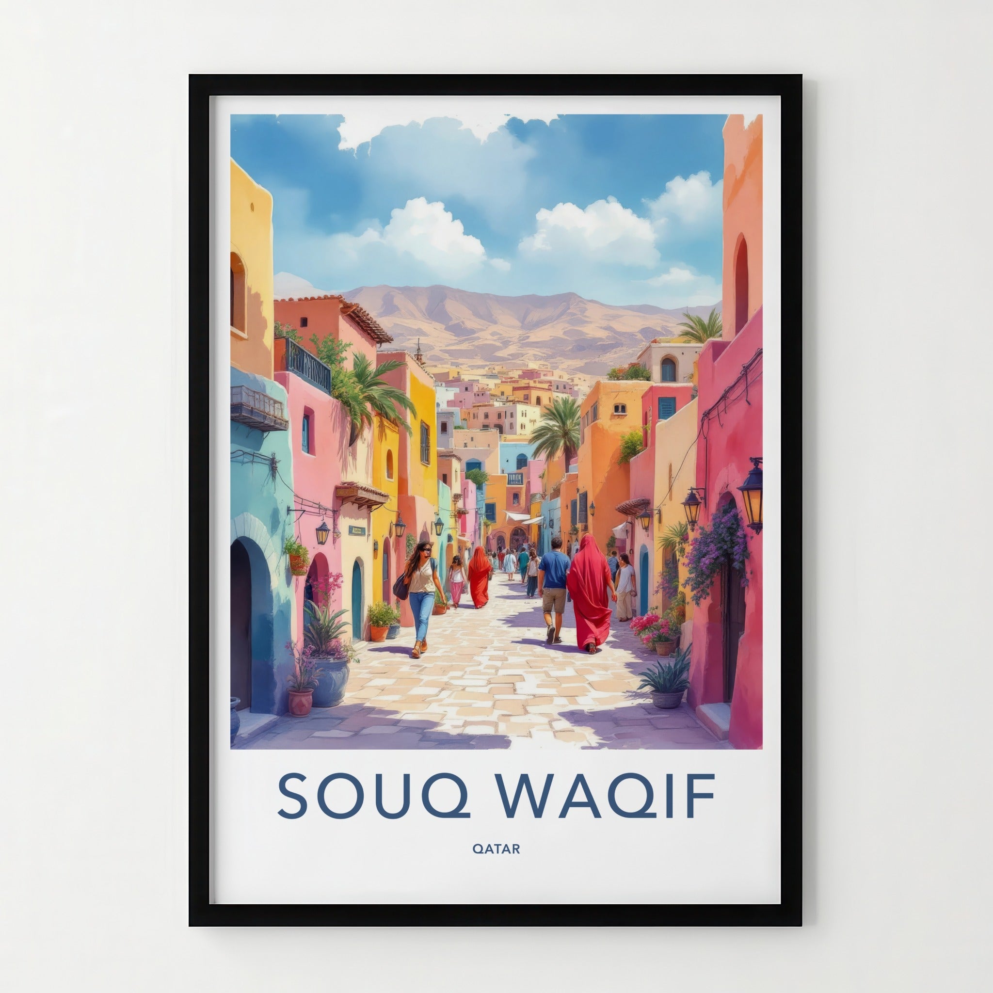 Souq Waqif Poster - Qatar Travel Print - Colorful Alleyway Gallery Art