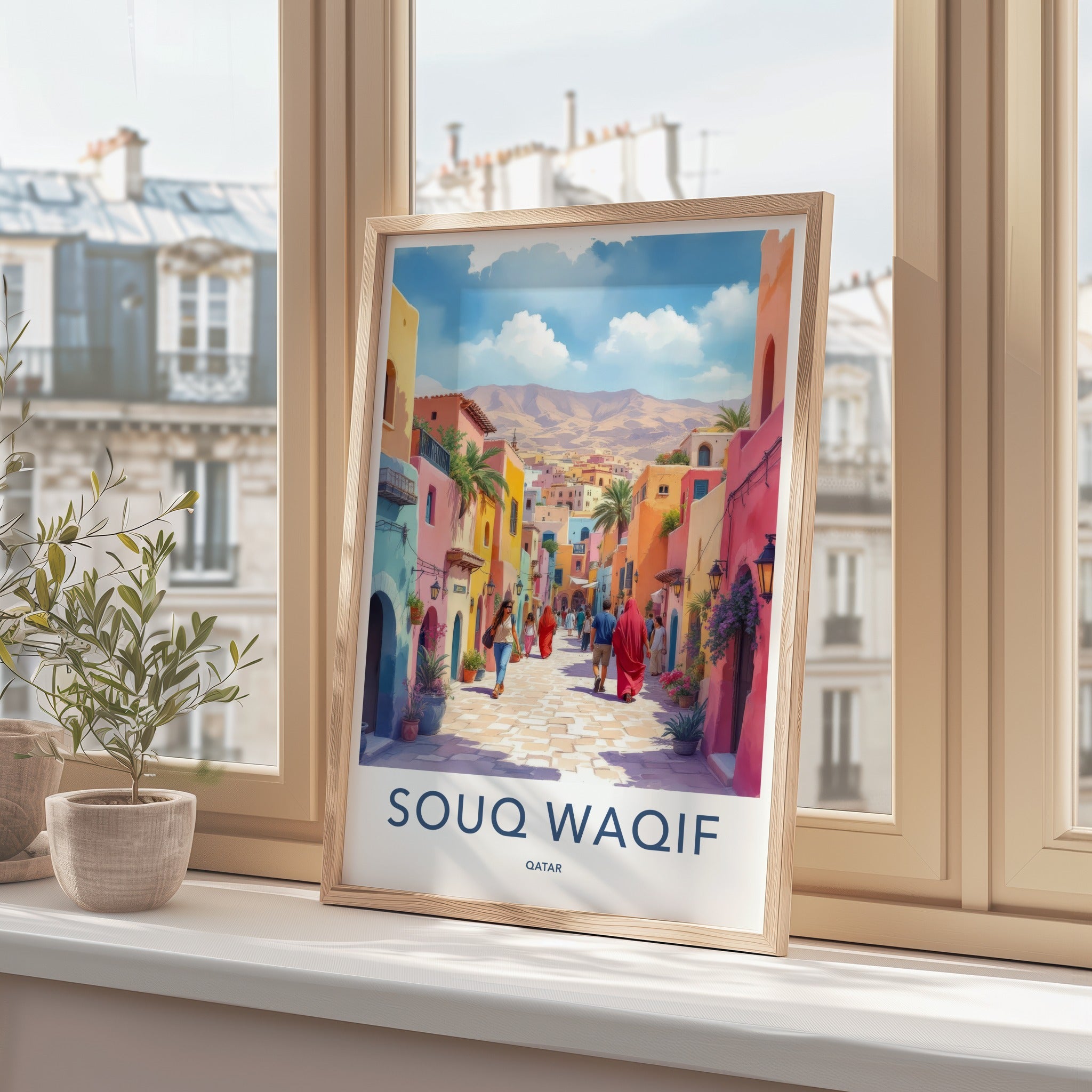 Souq Waqif Poster - Qatar Travel Print - Colorful Alleyway Gallery Art