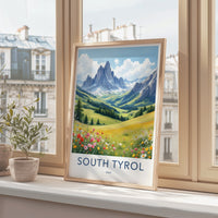 South Tyrol Poster - Italy Travel Art - Vibrant Flower Meadow Home Decor