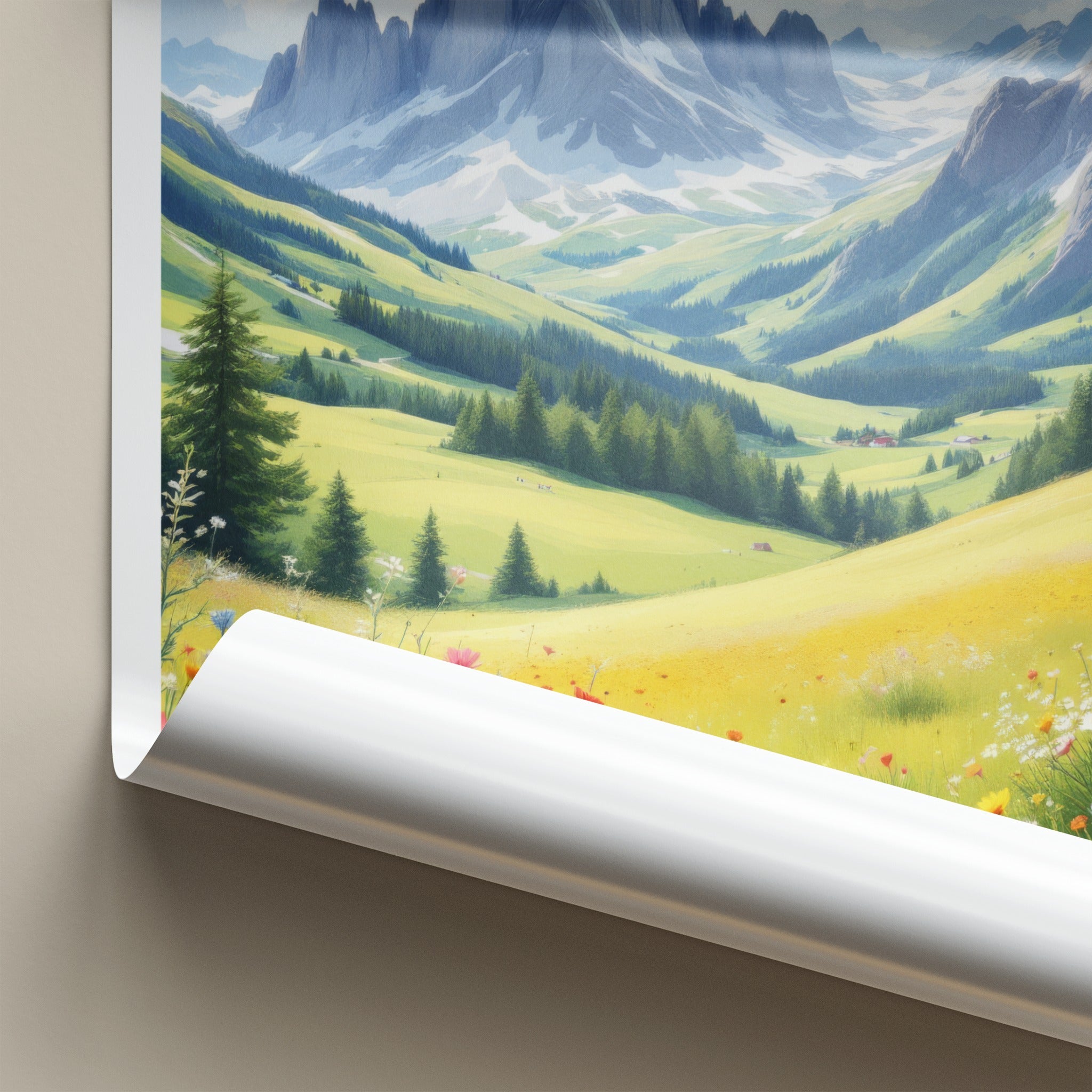 South Tyrol Poster - Italy Travel Art - Vibrant Flower Meadow Home Decor