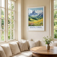 South Tyrol Poster - Italy Travel Art - Vibrant Flower Meadow Home Decor