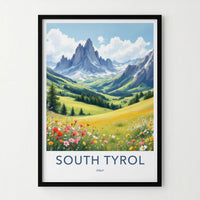 South Tyrol Poster - Italy Travel Art - Vibrant Flower Meadow Home Decor