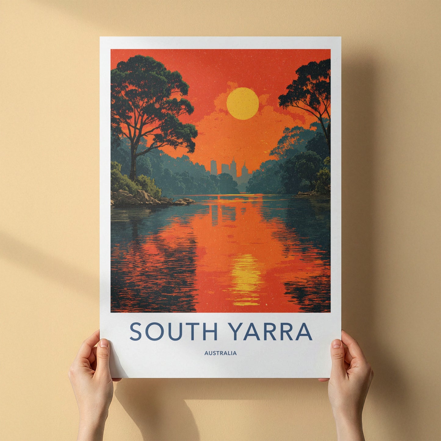 South Yarra Poster - Australia City Skyline Reflected Home Art
