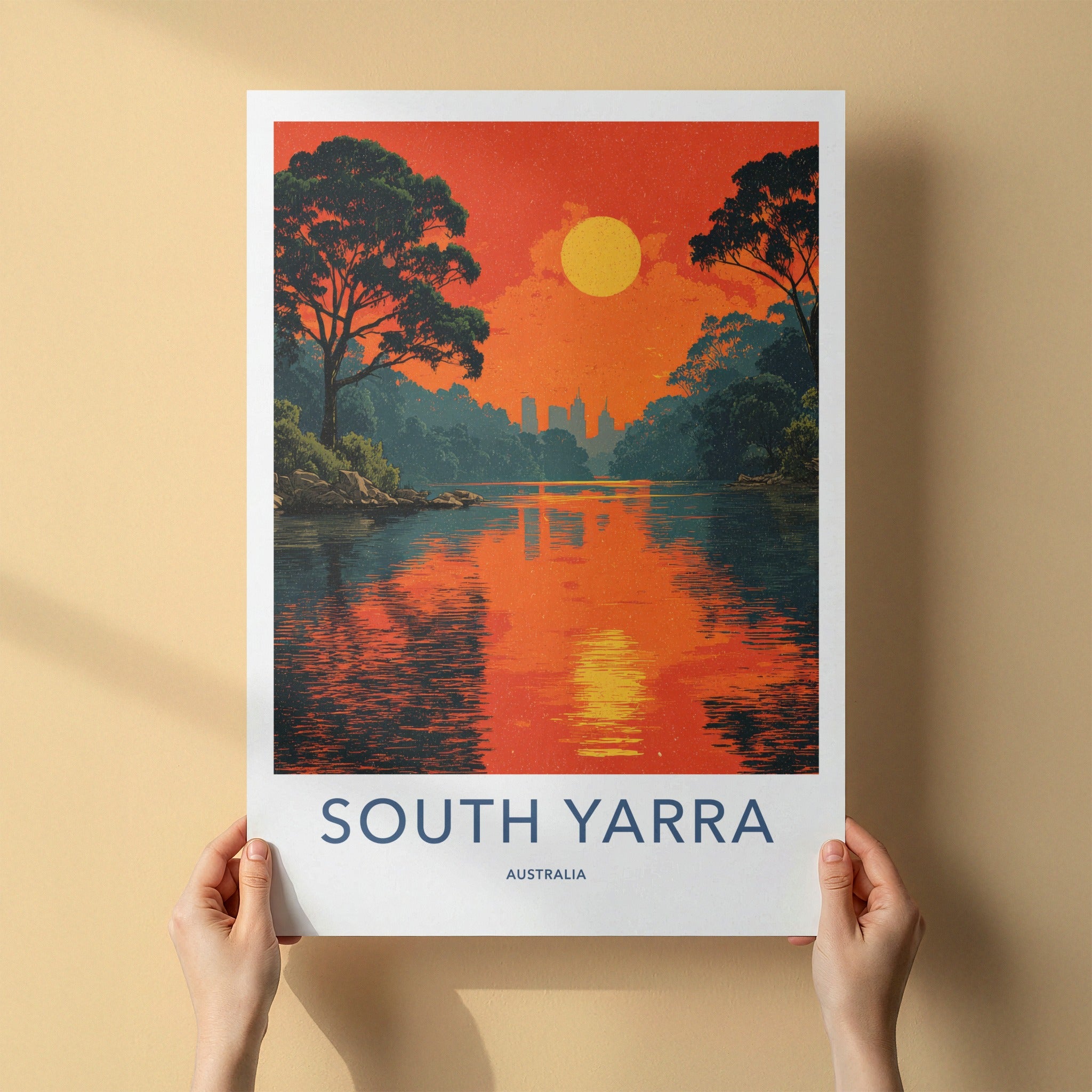 South Yarra Poster - Australia City Skyline Reflected Home Art