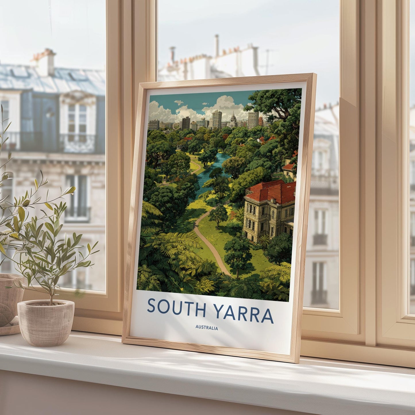 South Yarra Poster - Australia Travel Art - Green Urban Oasis Home Decor