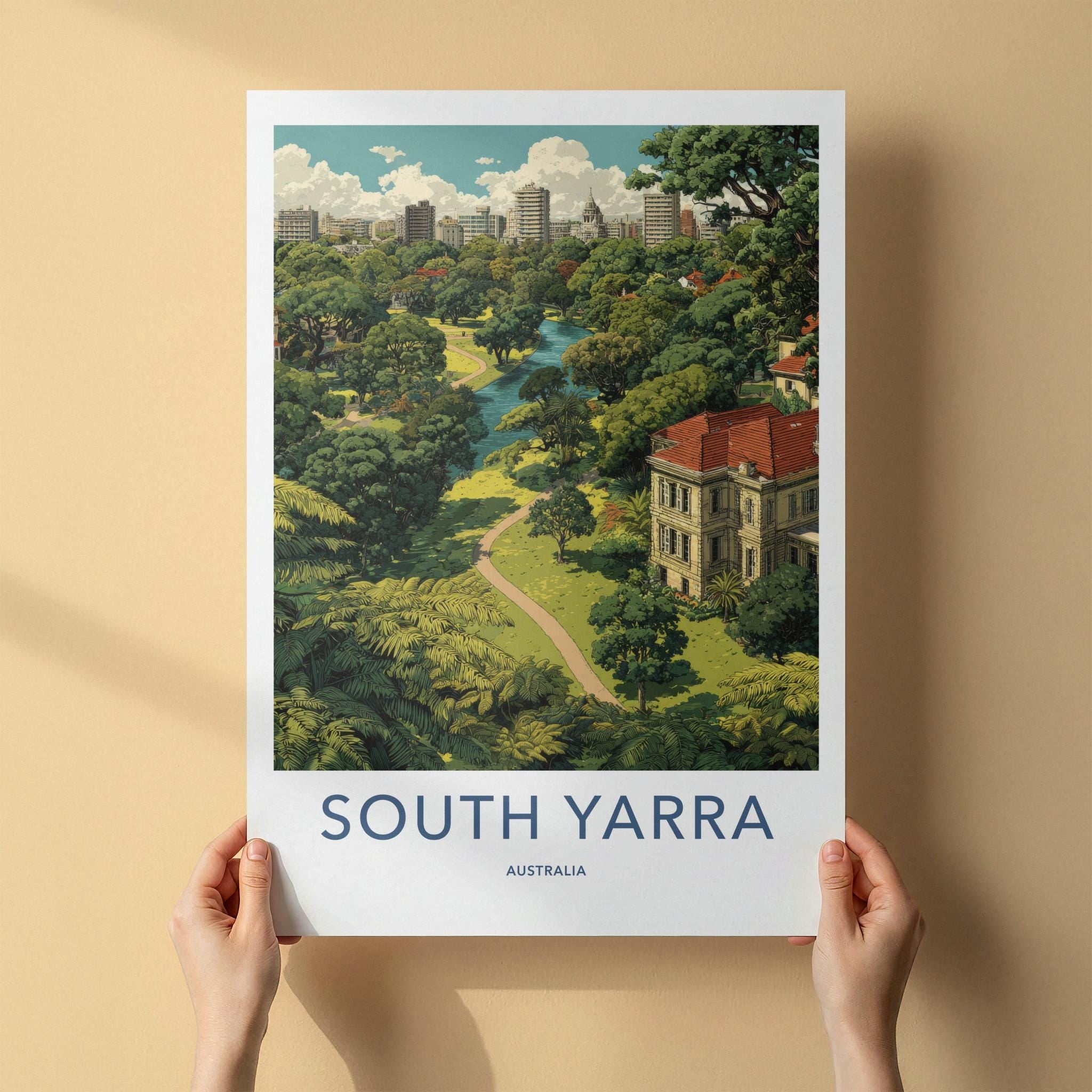 South Yarra Poster - Australia Travel Art - Green Urban Oasis Home Decor
