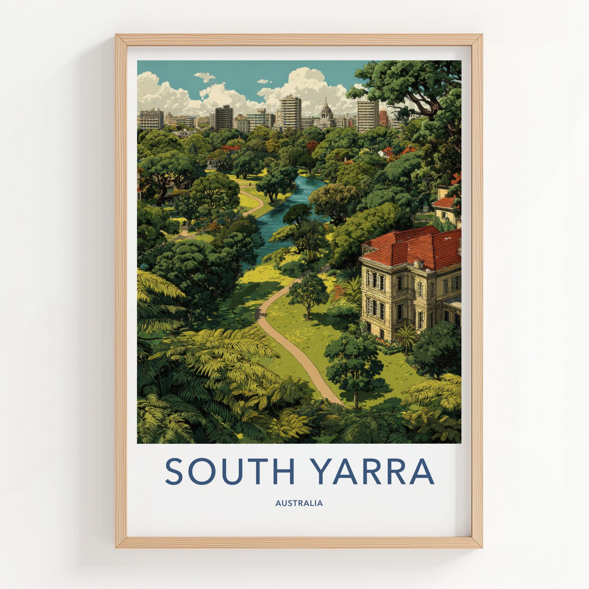 South Yarra Poster - Australia Travel Art - Green Urban Oasis Home Decor