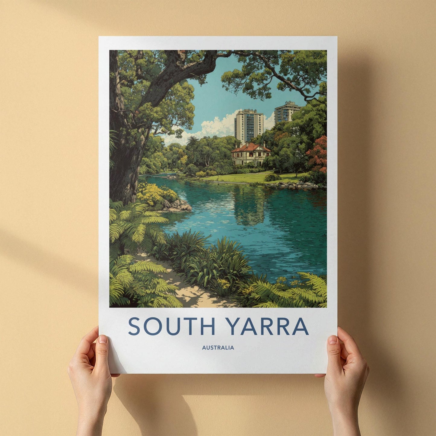 South Yarra Poster - Australia Travel Art - Lakeside Historic Villa Home Decor