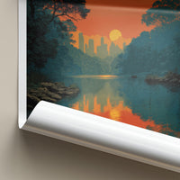 SOUTH YARRA Poster - Australia Travel Art - Sunset City Lake Home Decor