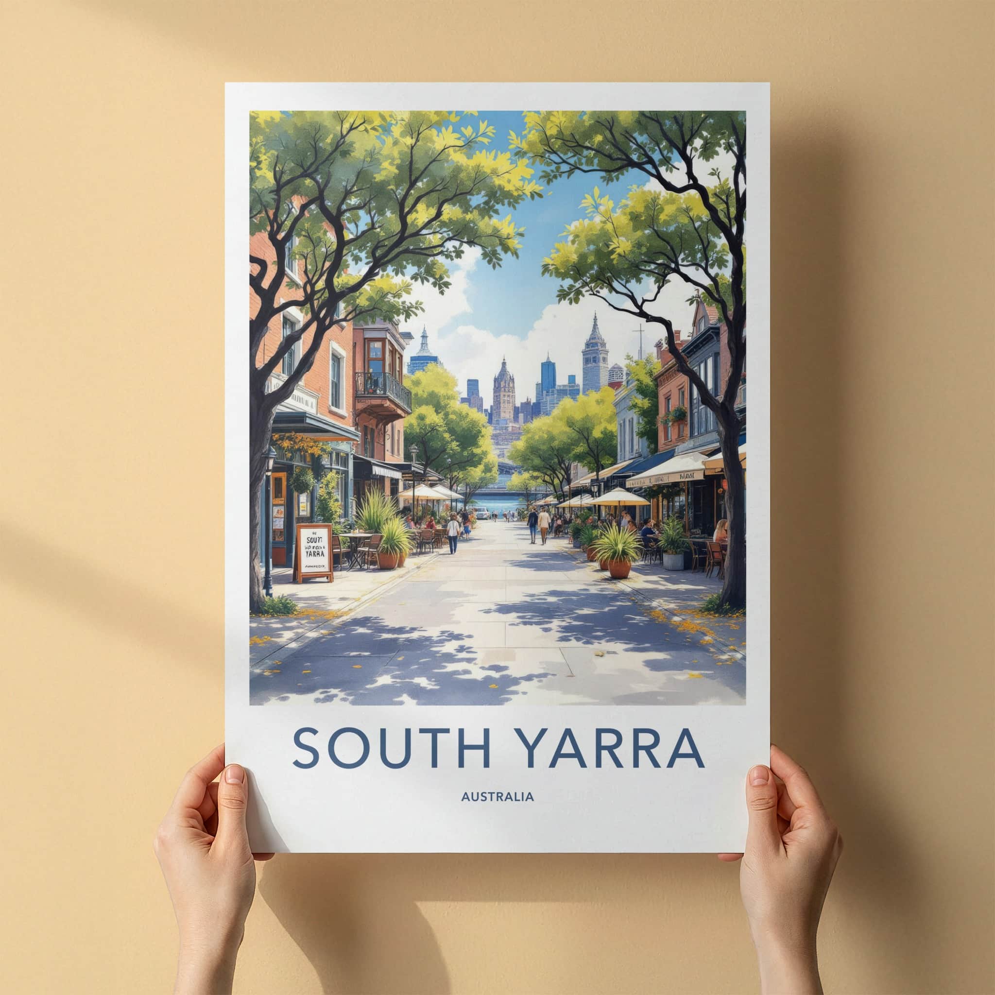 South Yarra Poster - Australia Travel Art - Tree Lined Boulevard Home Decor