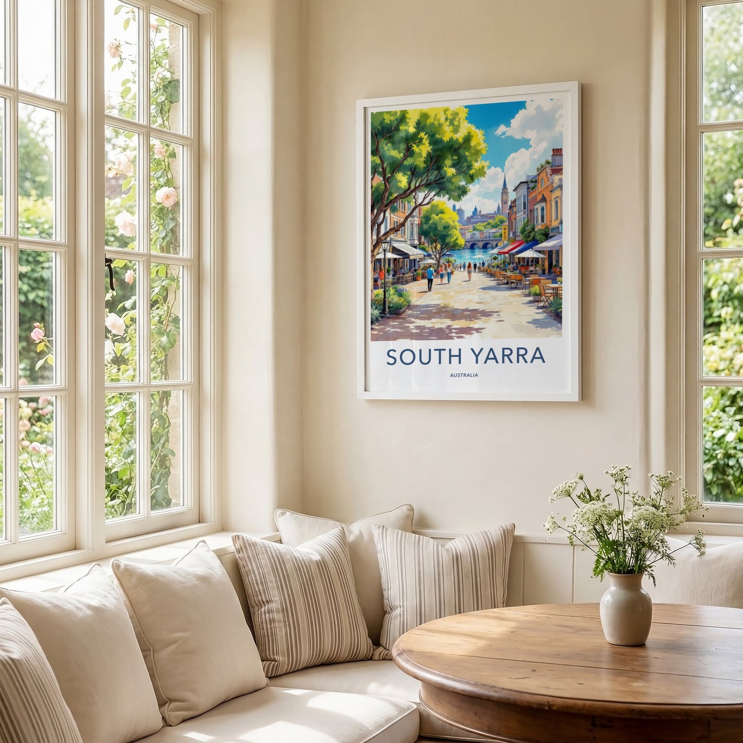 South Yarra Poster - Australia Travel Art - Urban Riverfront Cafes Home Decor