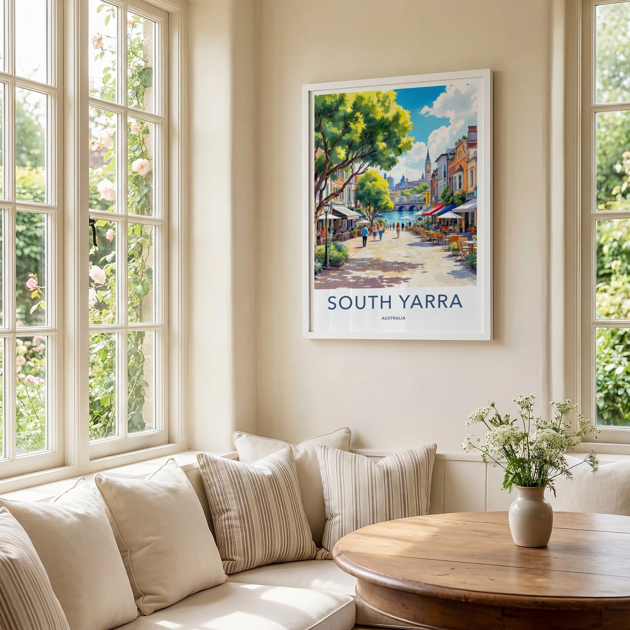 South Yarra Poster - Australia Travel Art - Urban Riverfront Cafes Home Decor