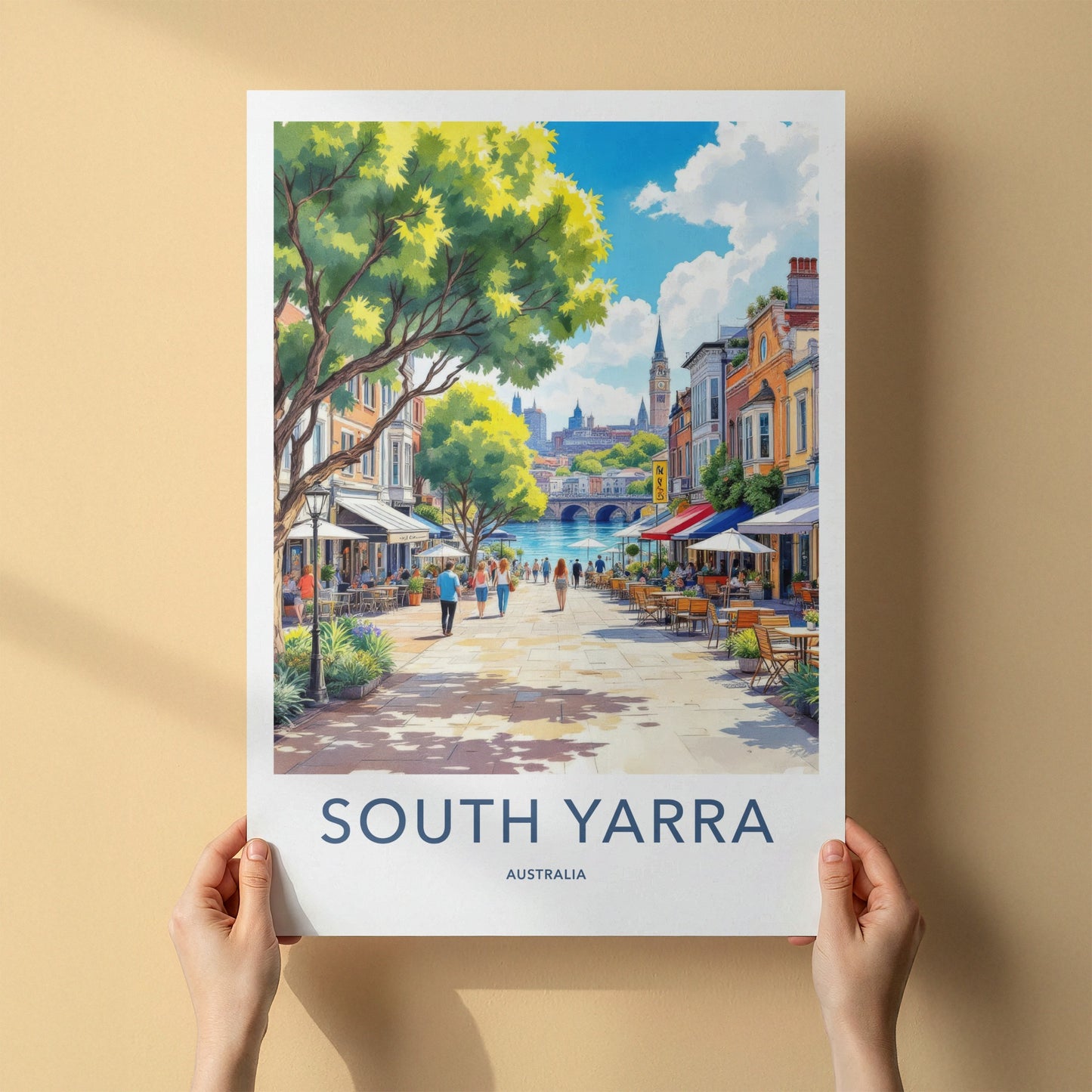 South Yarra Poster - Australia Travel Art - Urban Riverfront Cafes Home Decor
