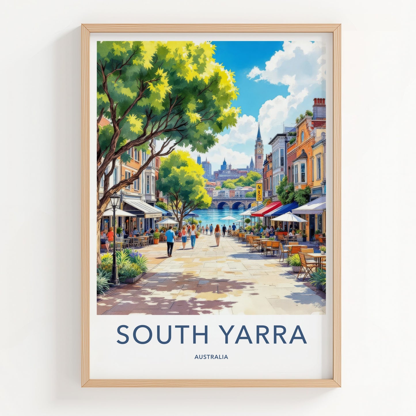 South Yarra Poster - Australia Travel Art - Urban Riverfront Cafes Home Decor