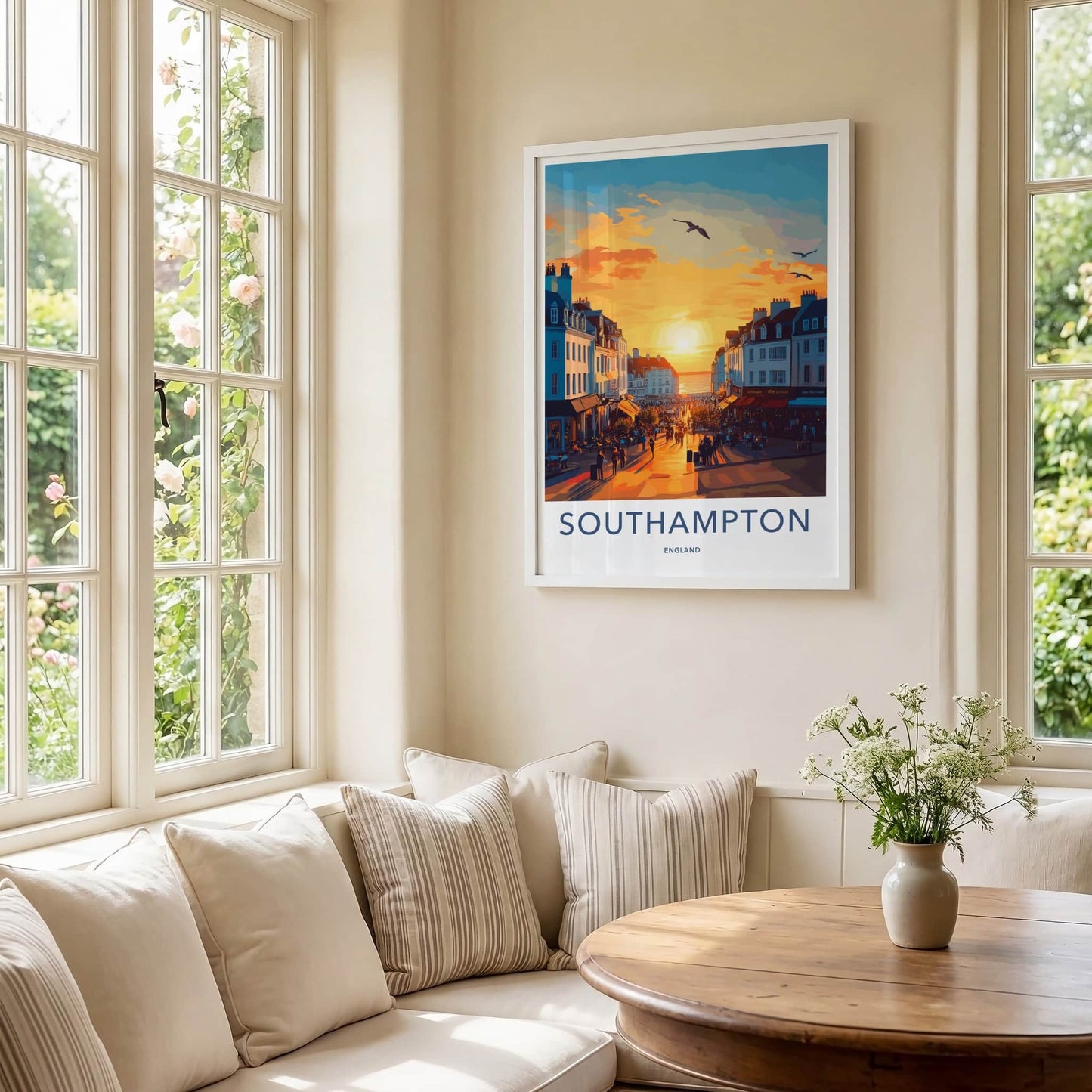 Southampton Poster - England Travel Art - Golden Hour Promenade Home Decor