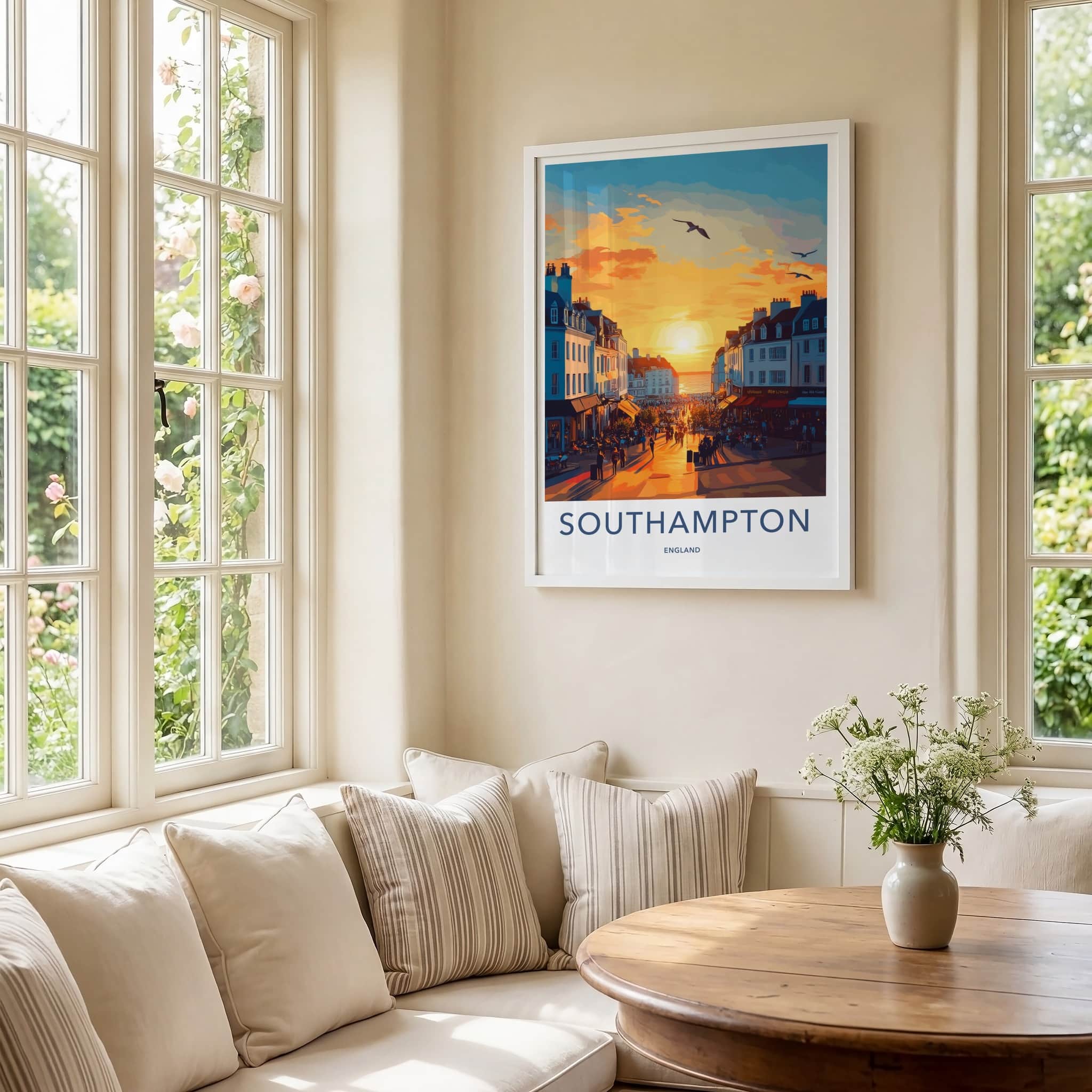 Southampton Poster - England Travel Art - Golden Hour Promenade Home Decor